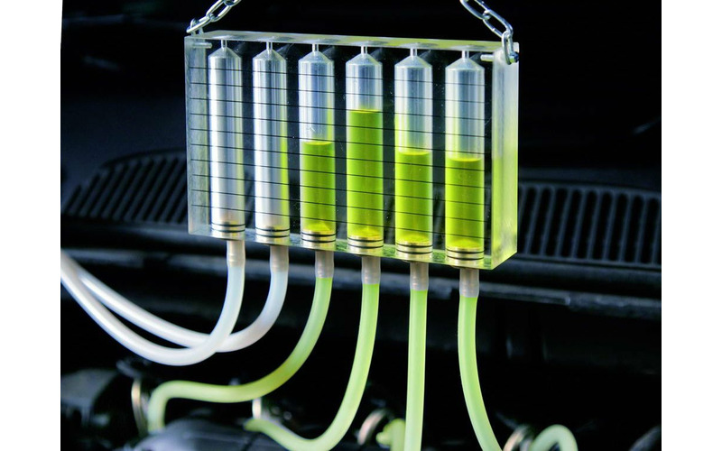 Zusatzbild 2 Common Rail Rücklaufmengenmesser f. 6 Injektoren m. Adapter