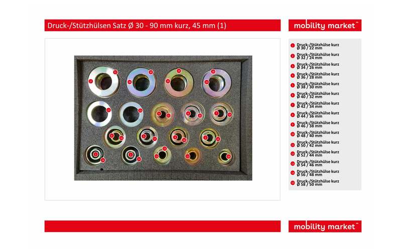 Zusatzbild 1 Druck-/Stützhülsen Satz Ø 30 - 90 mm kurz, 45 mm