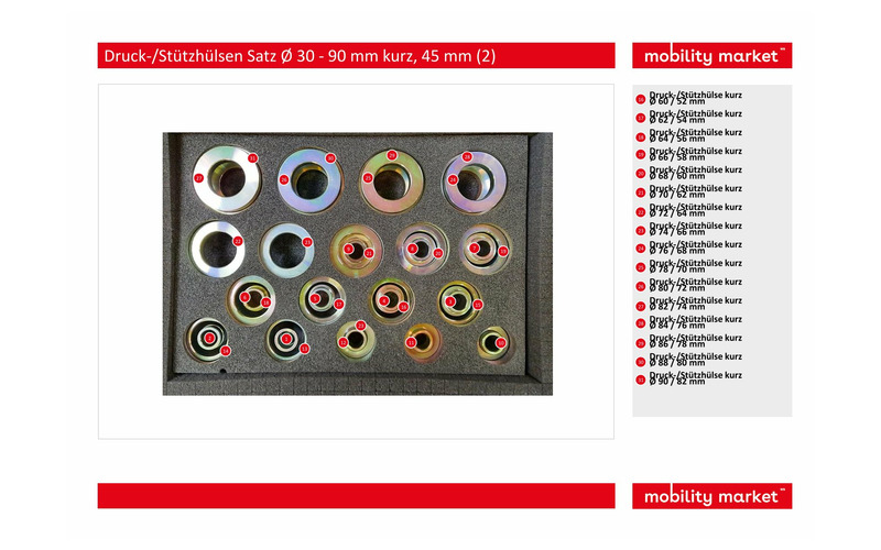 Zusatzbild 2 Druck-/Stützhülsen Satz Ø 30 - 90 mm kurz, 45 mm