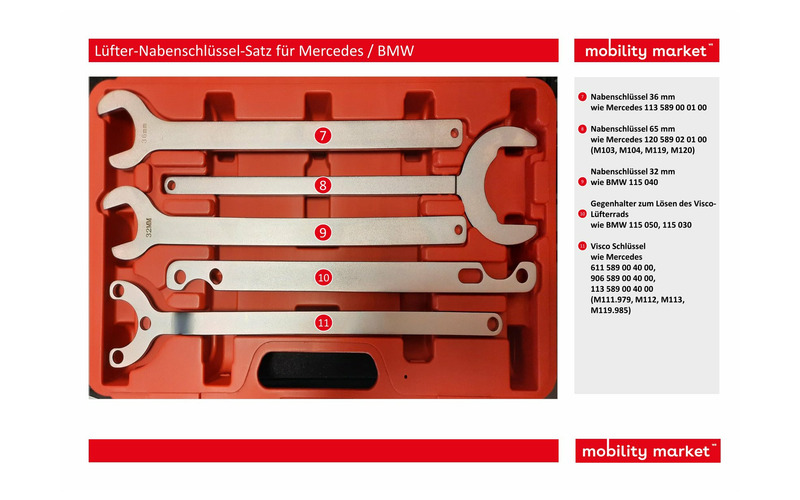 Zusatzbild 2 Lüfter-Nabenschlüssel-Satz für Mercedes / BMW