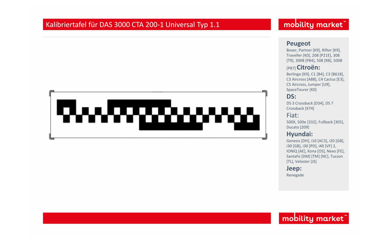 Zusatzbild 1 Kalibriertafel für BOSCH DAS 3000 CTA 200-1: Universal Typ 1.1